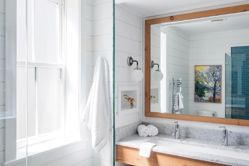 A bathroom at Best Bower in Portland, Maine
